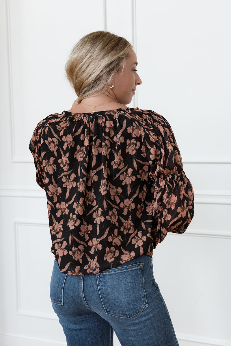 Kennedy Black Smocked Blouse