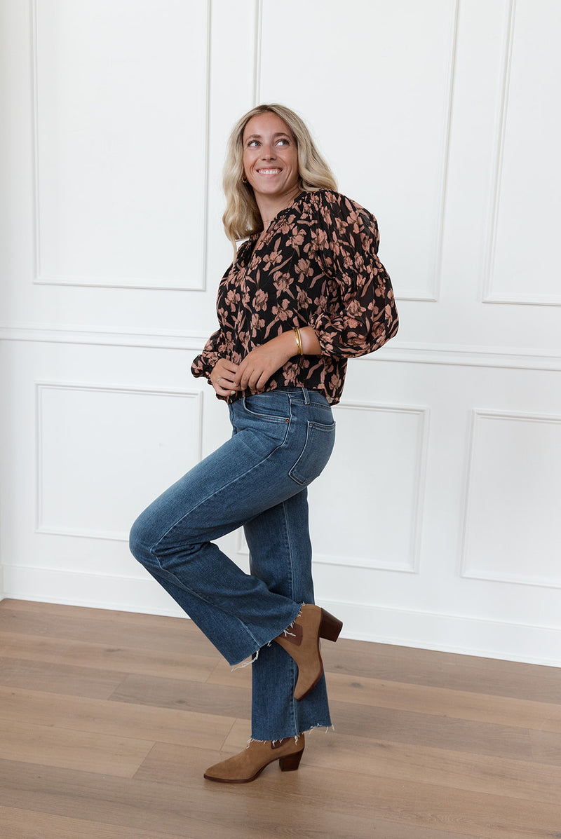 Kennedy Black Smocked Blouse