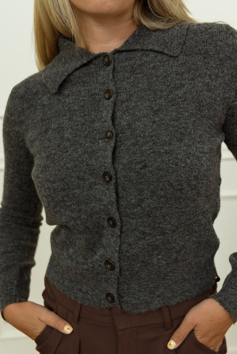 Holly Charcoal Cardigan