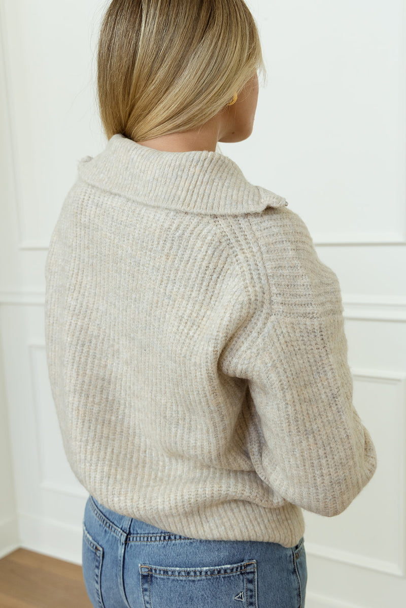 Jae Half Zip Sweater in Oatmeal