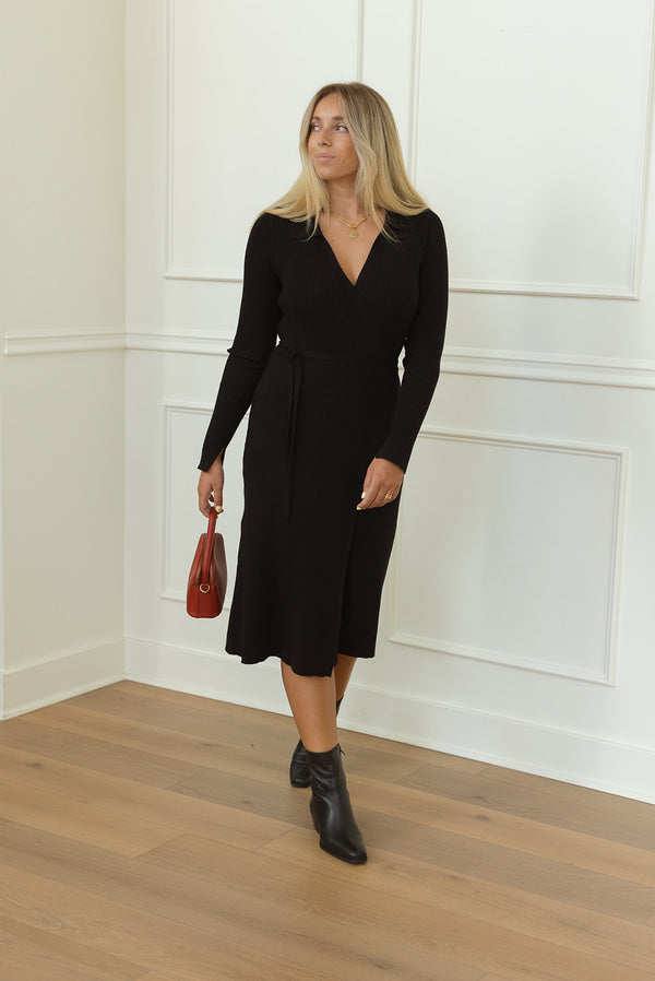 Ella Wrap Dress in Black