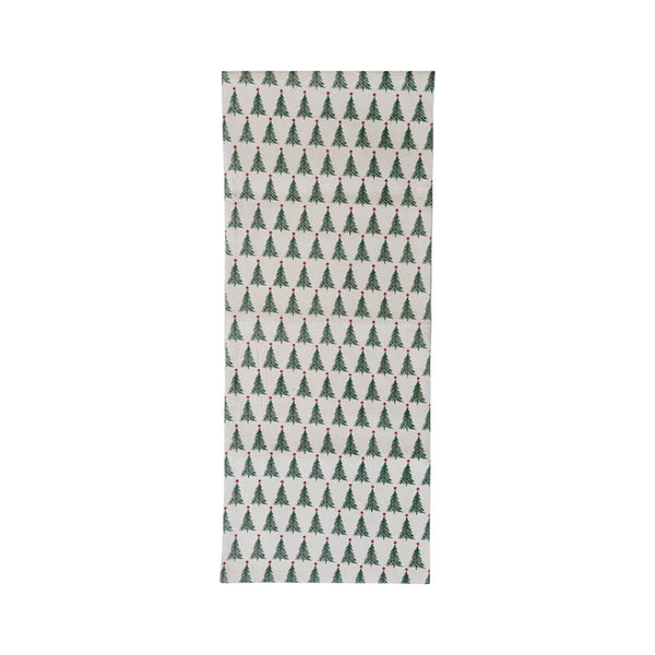 Christmas Tree Block Print Table Runner