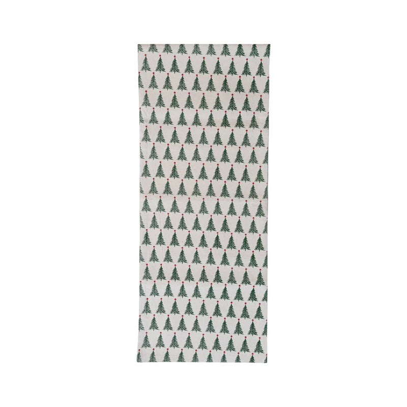 Christmas Tree Block Print Table Runner