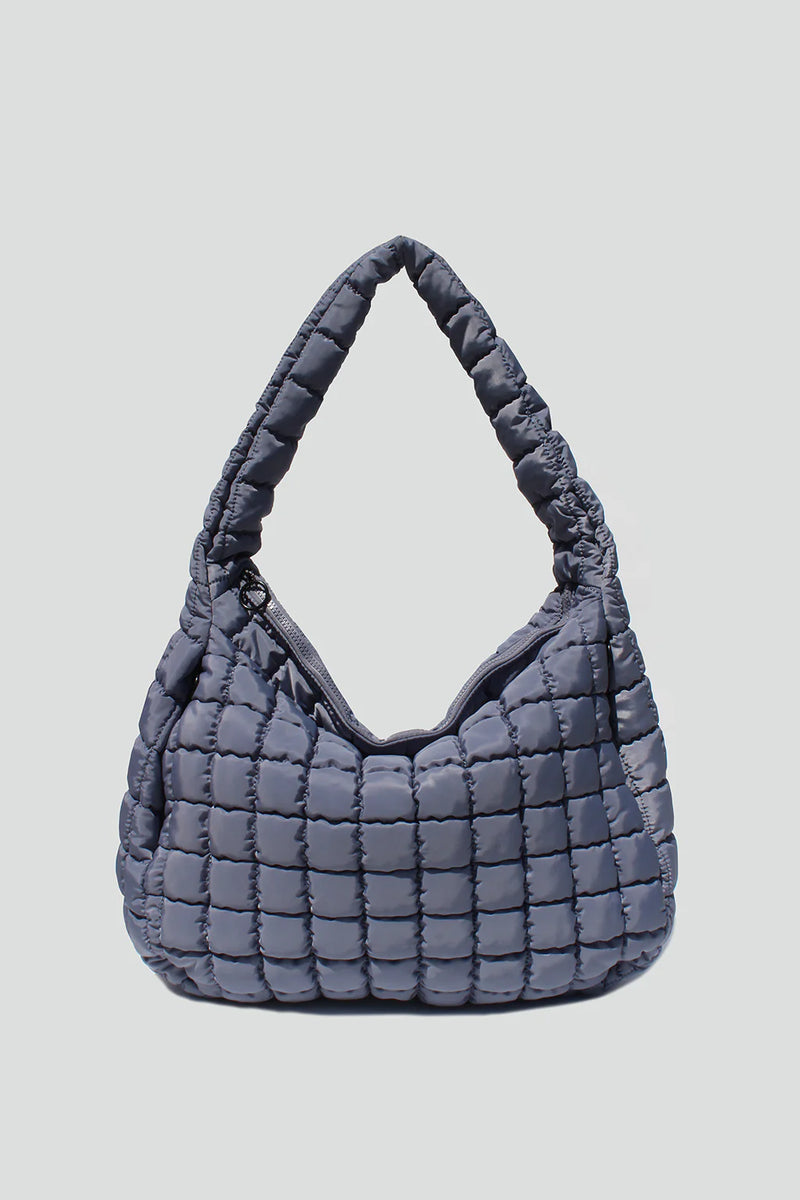 Street Level Slouchy Quilted Tote in Slate