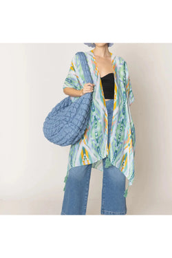 Cora Quilted Puffer Tote in Blue