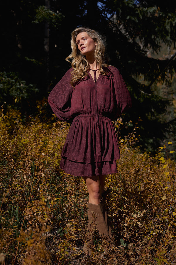 Kaylee Midi Dress in Wine FINAL SALE