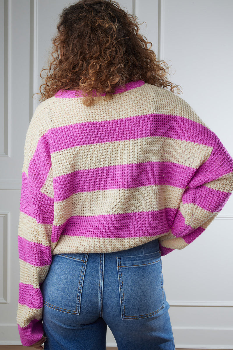 Evangeline Striped Fuchsia Sweater