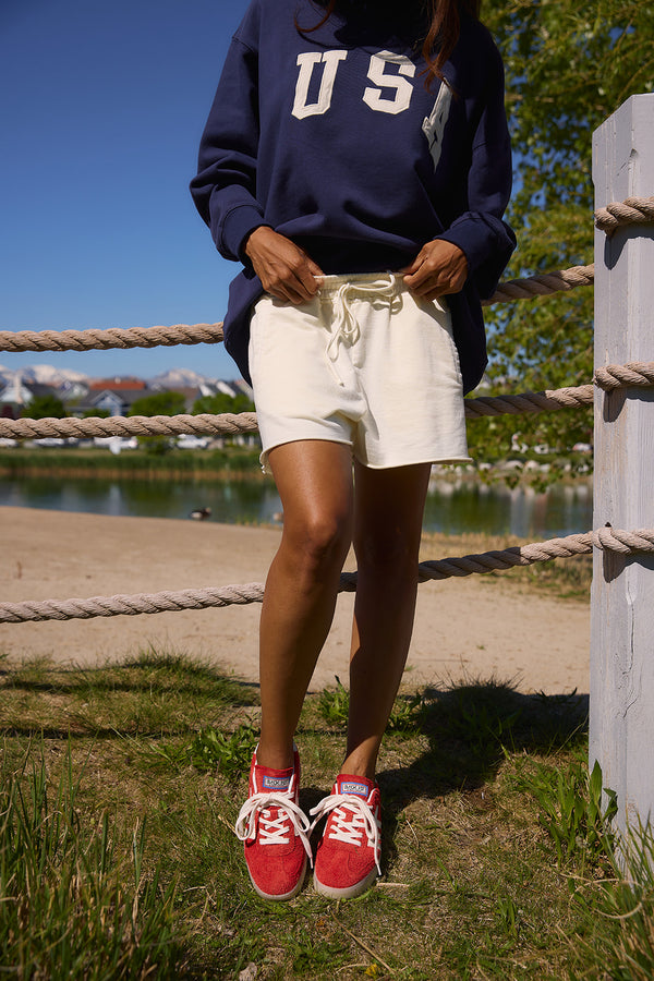 Paislee Raw Edge Shorts in Ivory