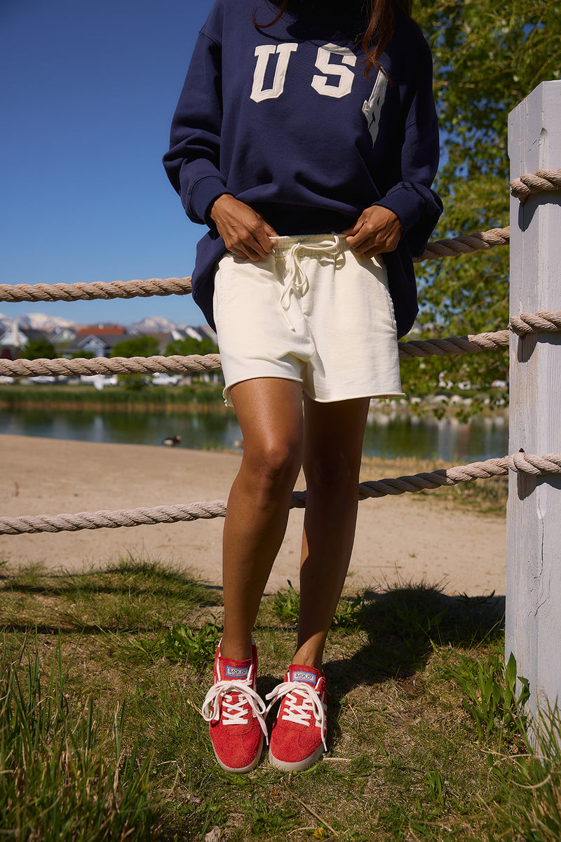 Paislee Raw Edge Shorts in Ivory