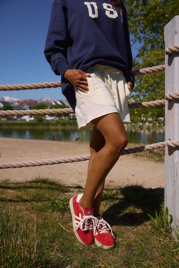 Paislee Raw Edge Shorts in Ivory
