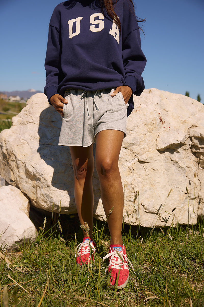 Paislee Raw Edge Shorts in Moss