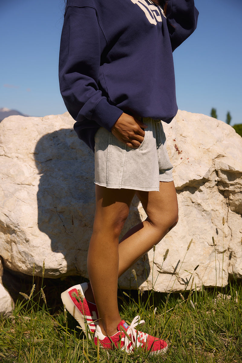 Paislee Raw Edge Shorts in Moss