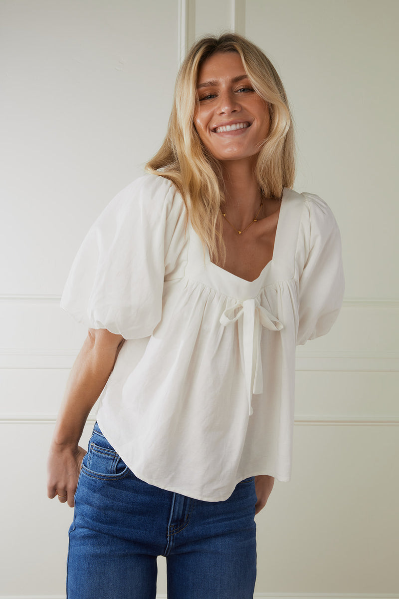 Angelina Square Neck Puff Sleeve Top