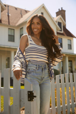 Mae Natural Blue Striped Tank