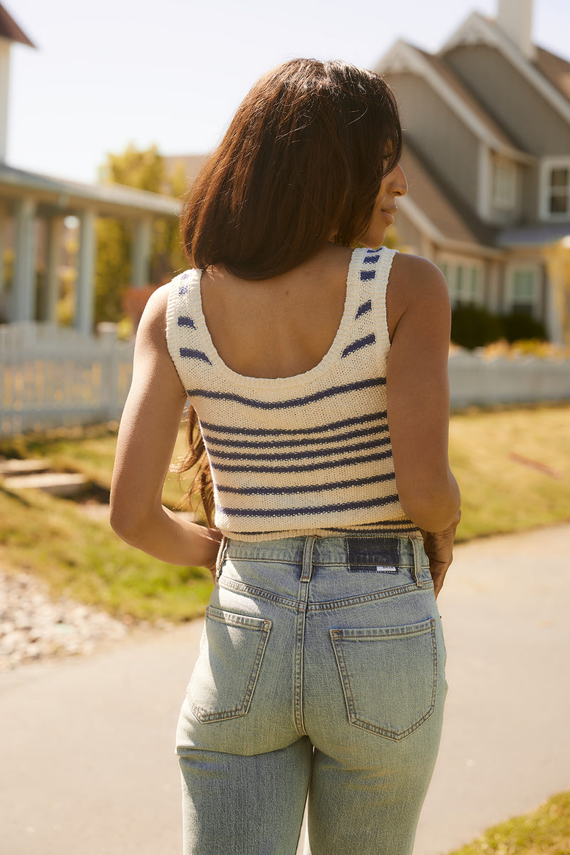 Mae Natural Blue Striped Tank