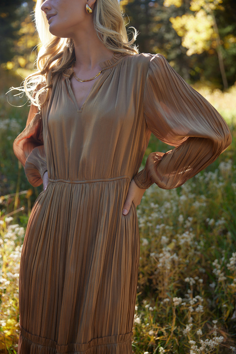 Genevieve Gold Midi Dress