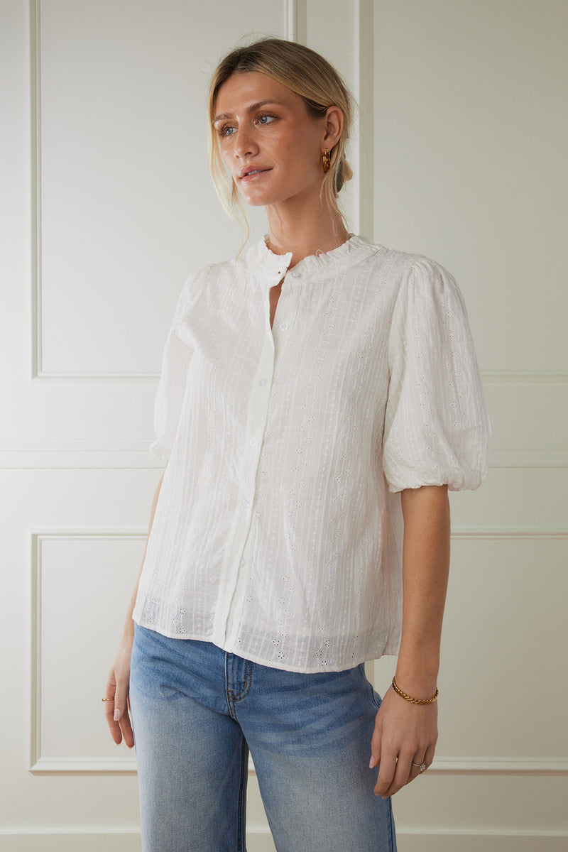 Maggie Eyelet Button Up Blouse