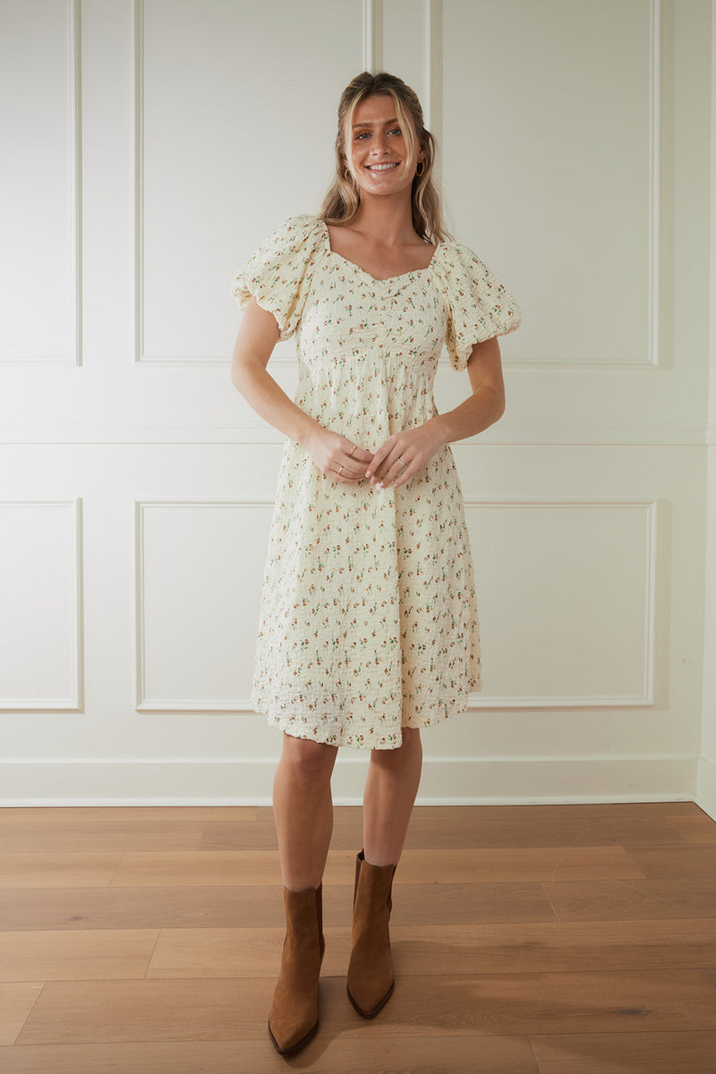 Blair Cream Floral Dress