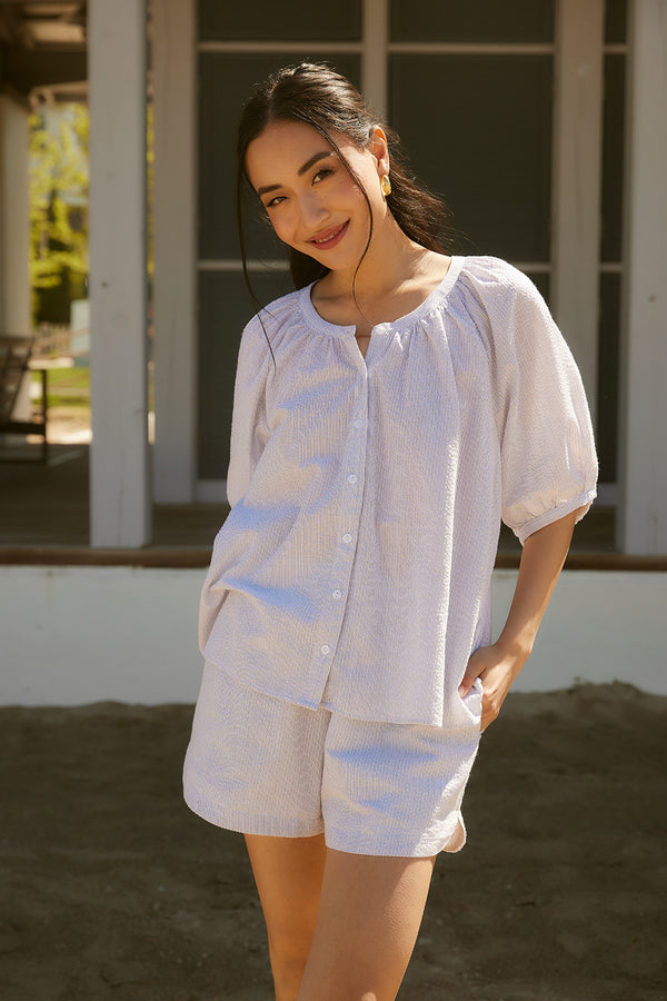 Edie Dove Grey Pinstripe Blouse