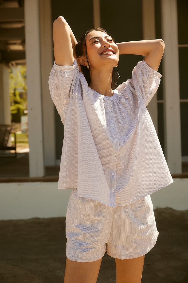Edie Dove Grey Pinstripe Blouse