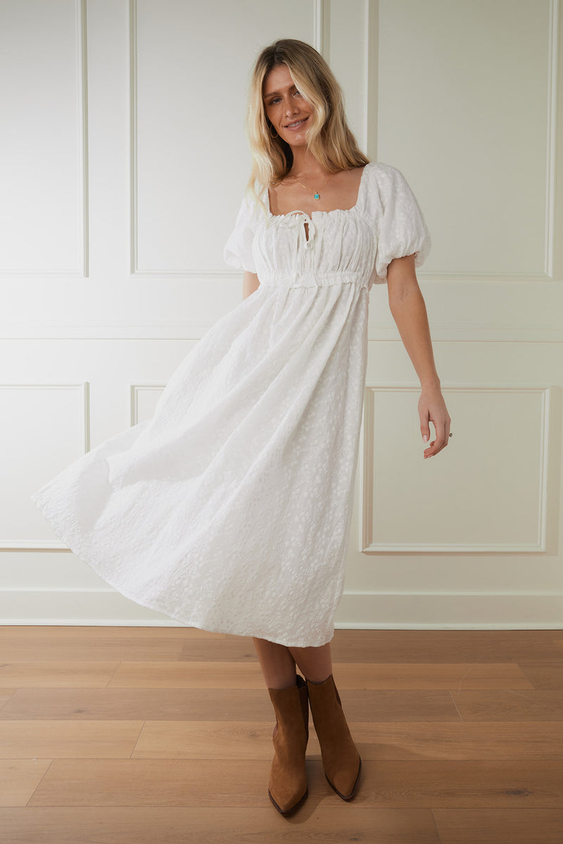 Samara White Eyelet Midi Dress