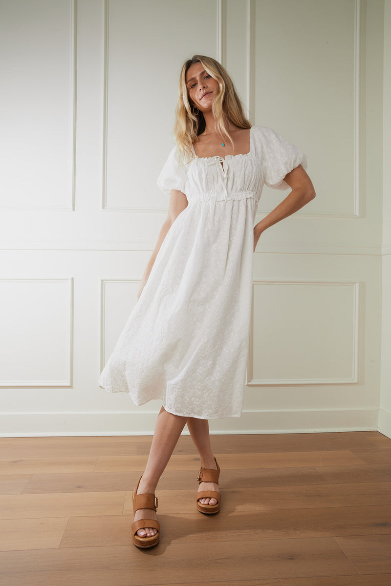 Samara White Eyelet Midi Dress