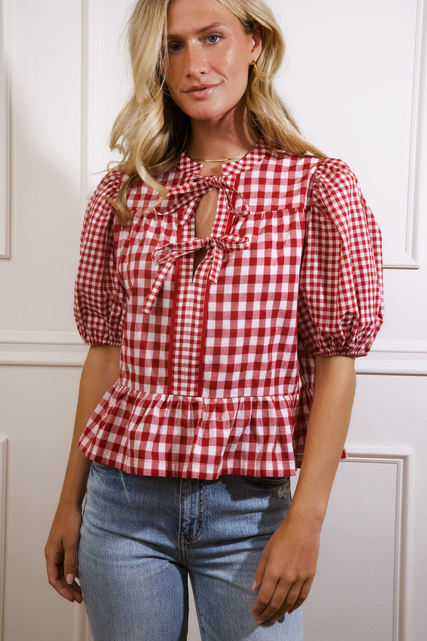 Frankie Red & White Gingham Top