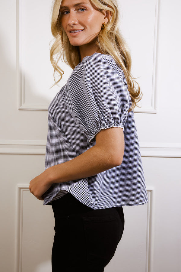 Monroe Black & White Gingham Top