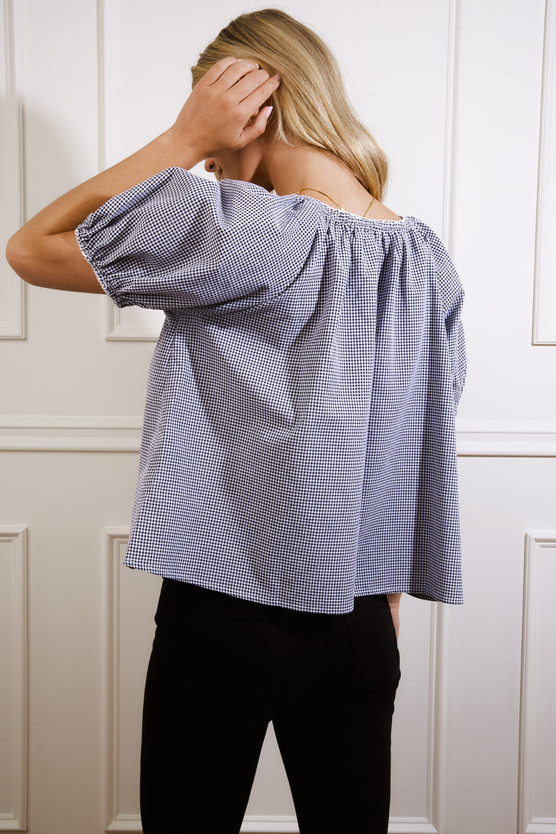 Monroe Black & White Gingham Top