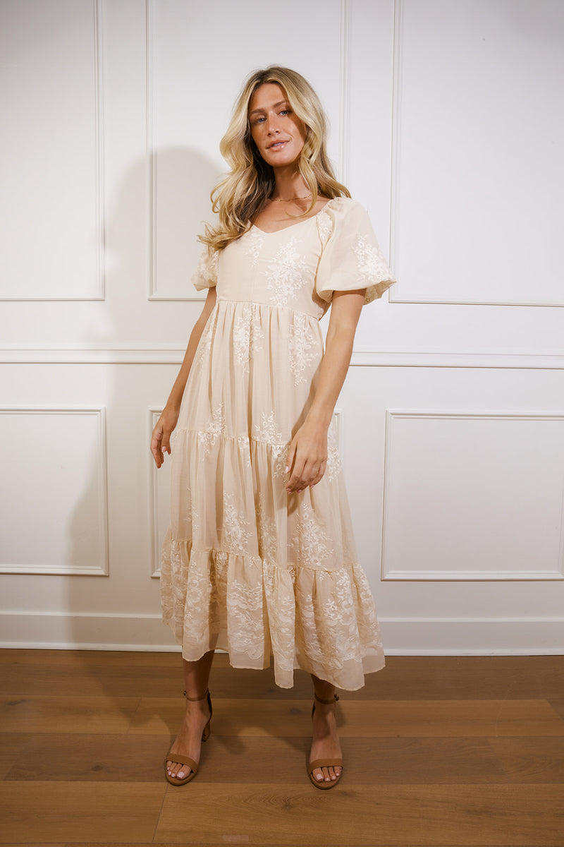 Jolene Embroidered Champagne Dress