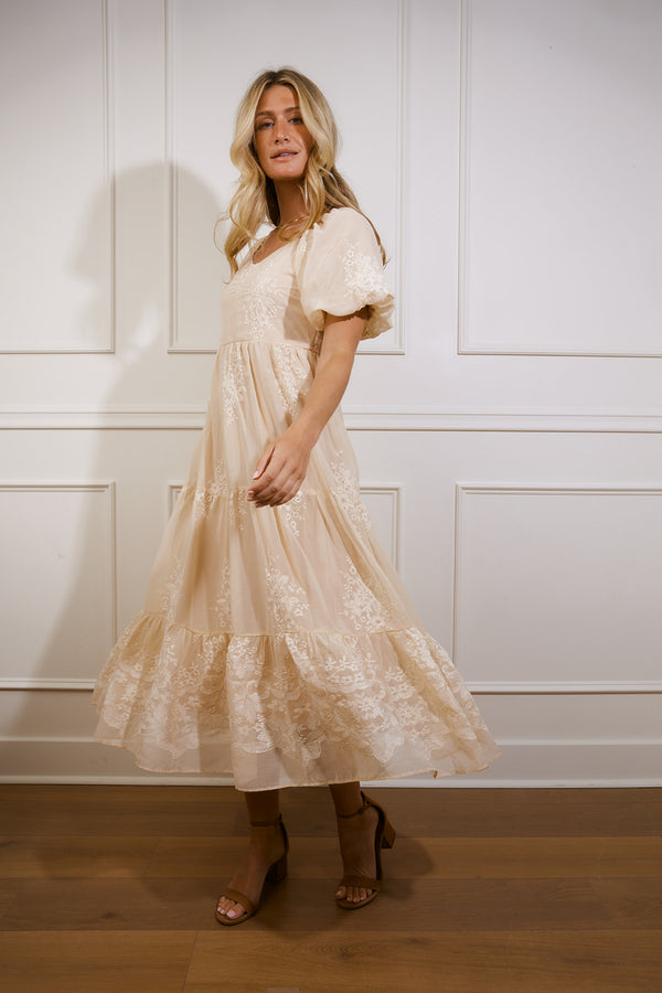 Jolene Embroidered Champagne Dress