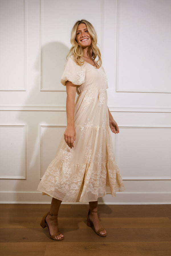 Jolene Embroidered Champagne Dress