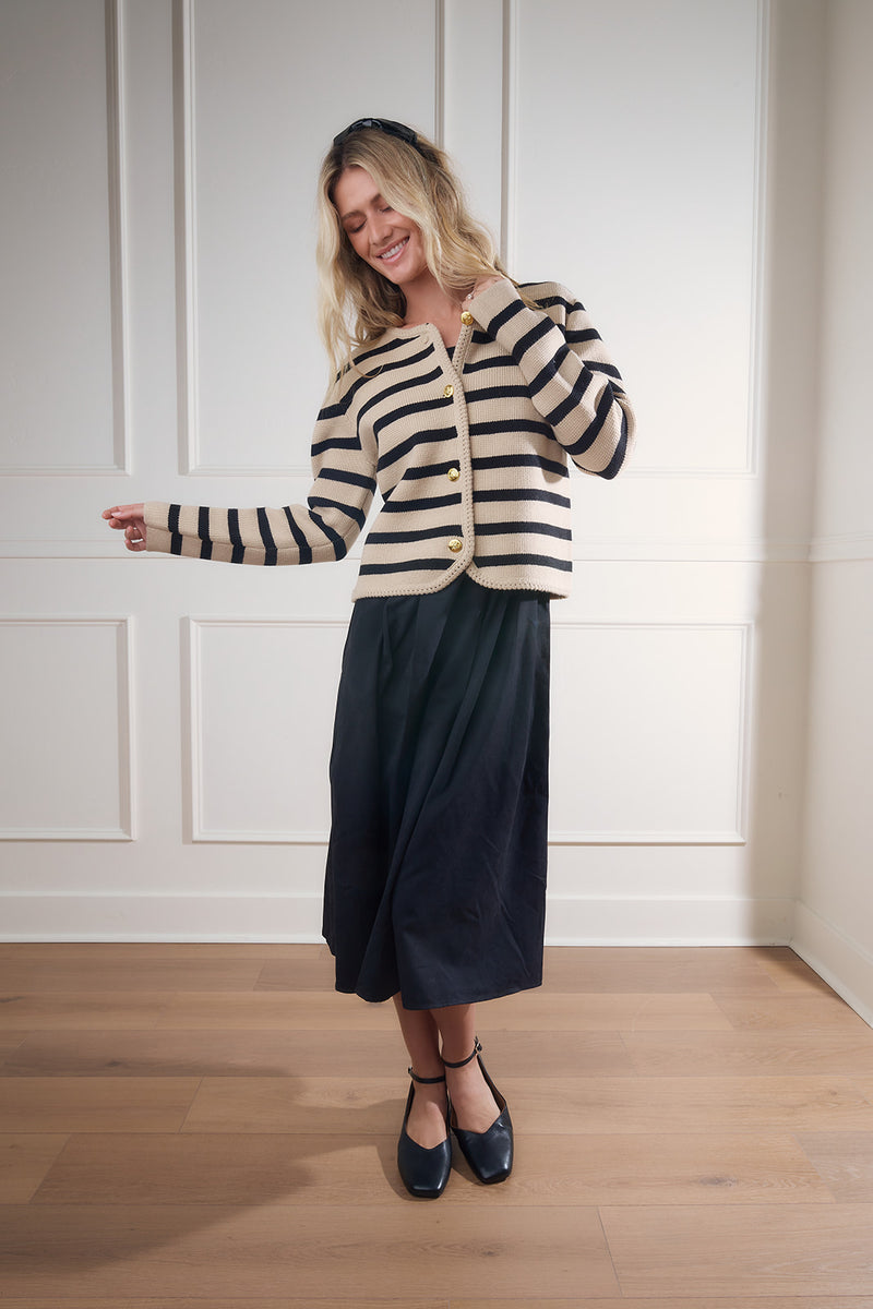 Zuri Taupe & Black Striped Sweater