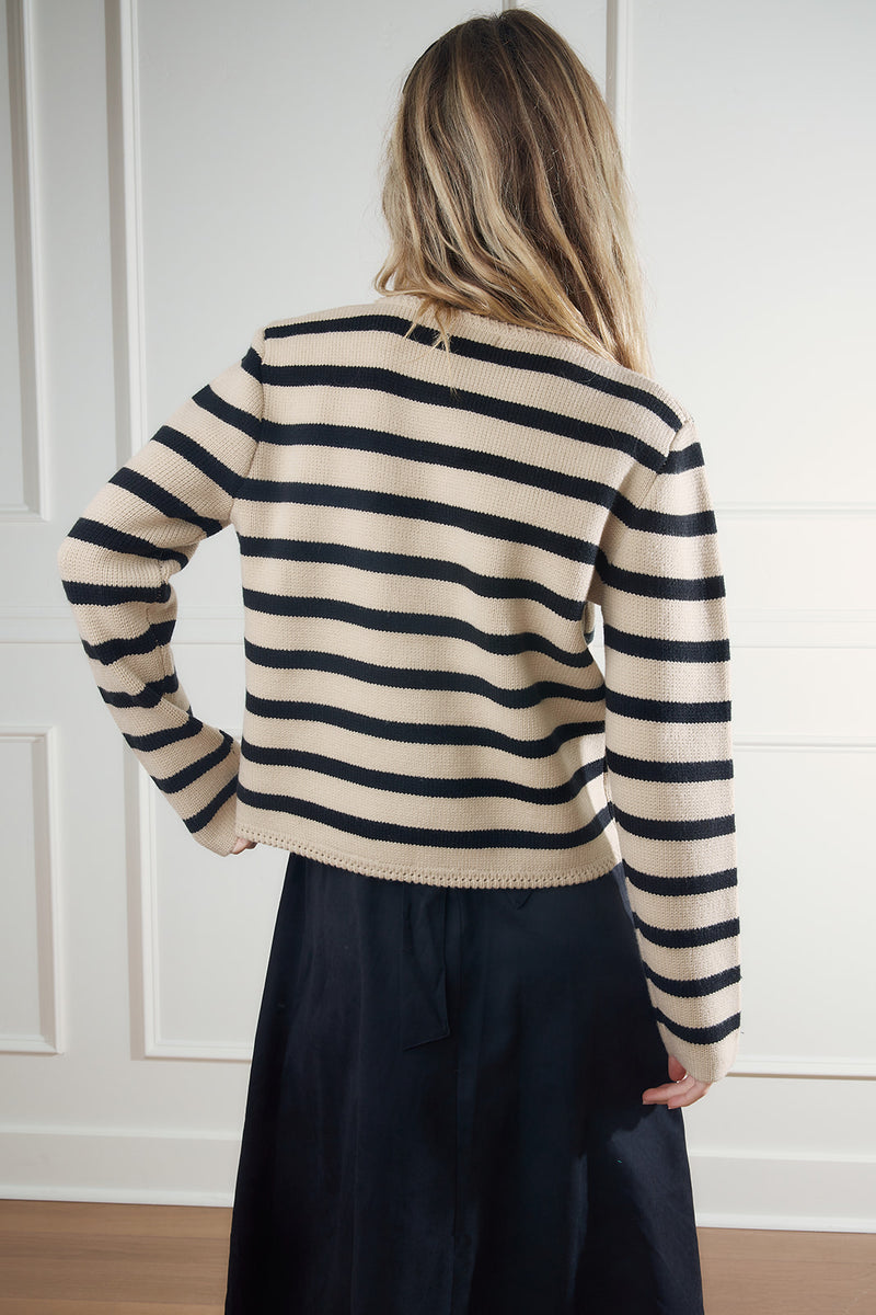 Zuri Taupe & Black Striped Sweater