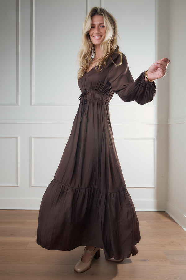 Sutton Tiered Satin Maxi Dress-FINAL SALE