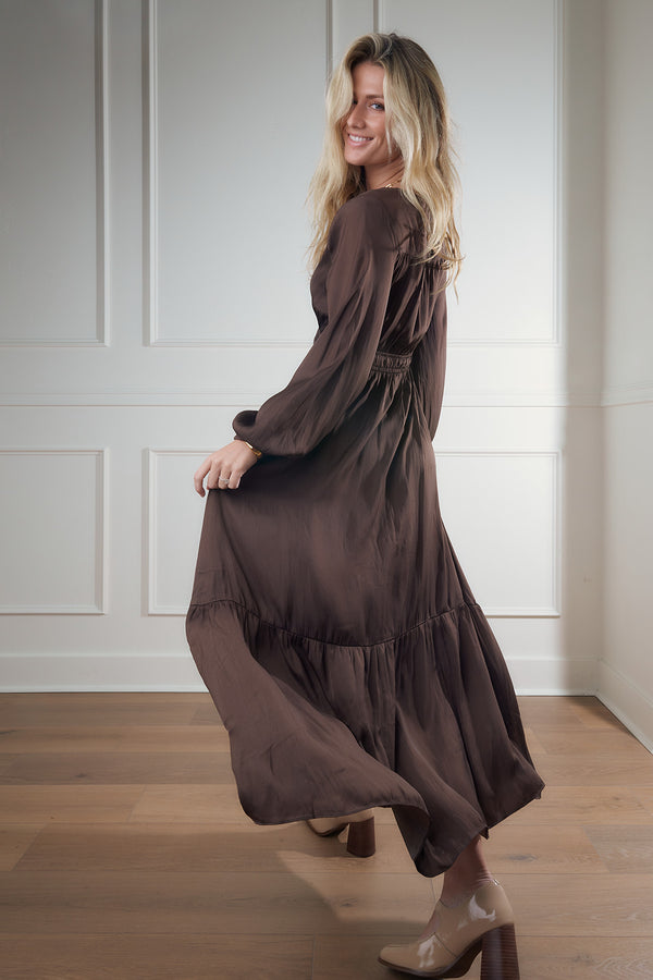 Sutton Tiered Satin Maxi Dress