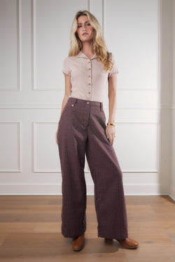 Morgan Mini Check Wide Leg Pants