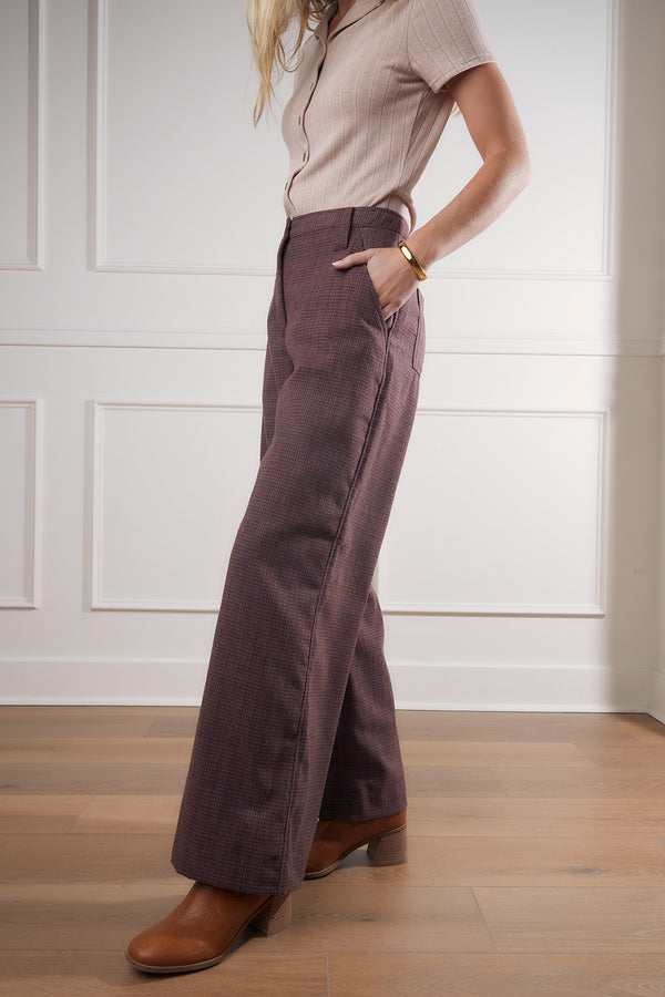 Morgan Mini Check Wide Leg Pants