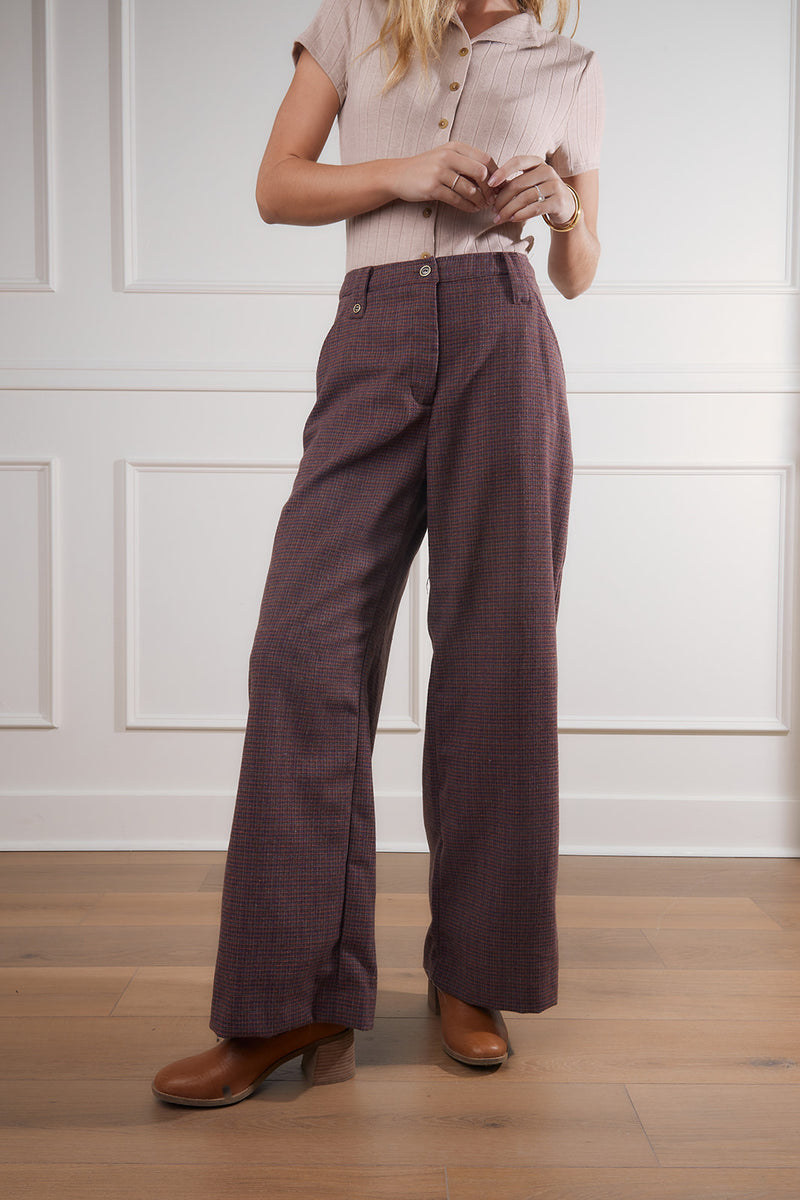 Morgan Mini Check Wide Leg Pants