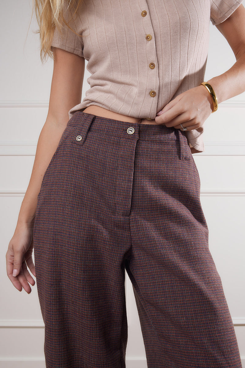 Morgan Mini Check Wide Leg Pants