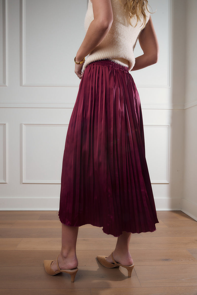 Diana Pleated Satin Midi Skirt FINAL SALE