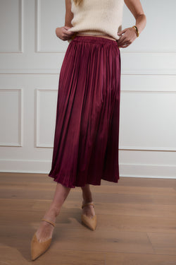 Diana Pleated Satin Midi Skirt FINAL SALE