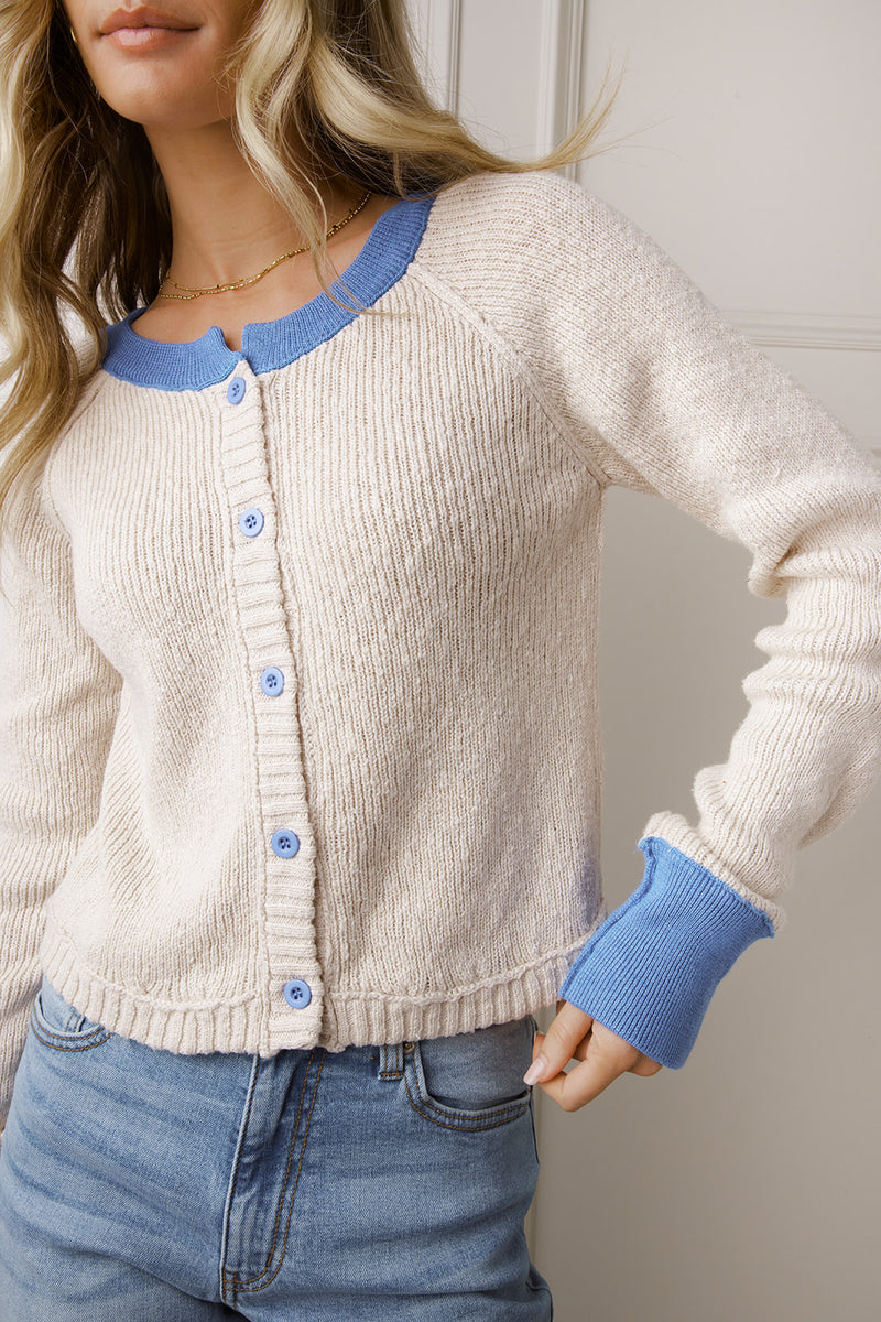 Phoenix Taupe & Blue Sweater