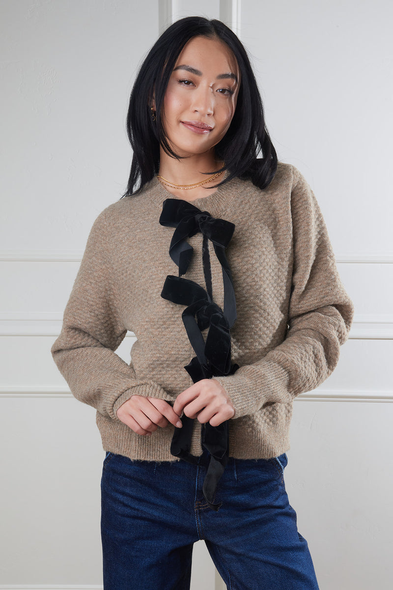 Adaline Bow Detail Knit Cardigan