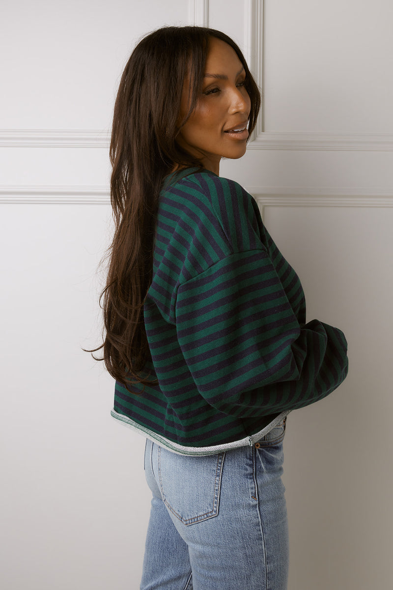 Nicole Green & Navy Top