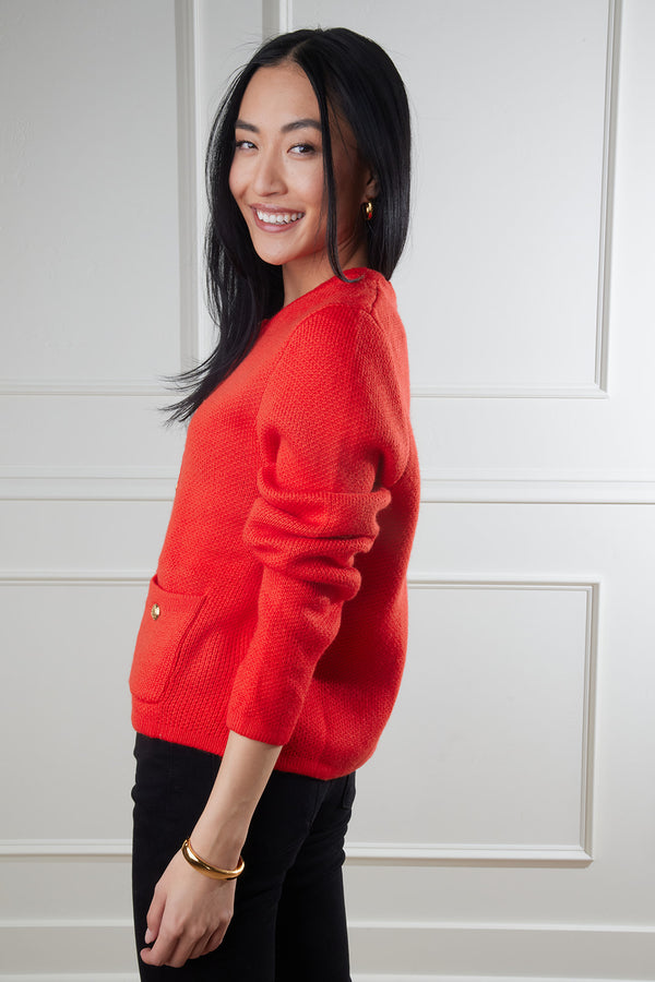 Rachel Button Up Knit Cardigan in Red FINAL SALE