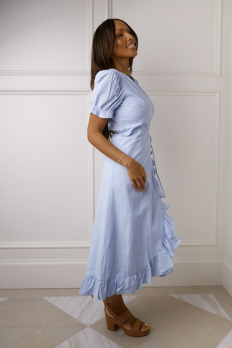 Ophelia Blue Ruffle Dress