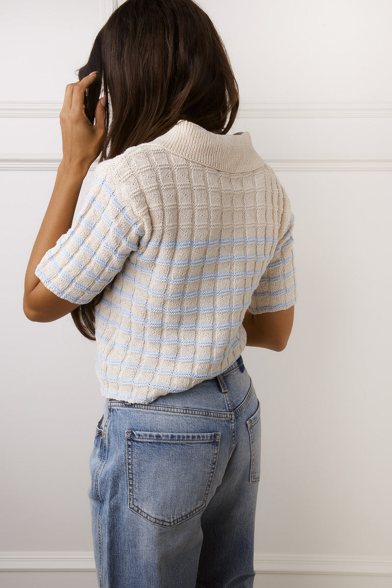 Rory Natural & Blue Striped Top