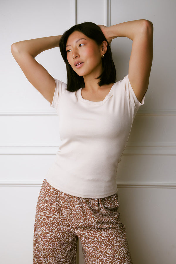 Salem Cream Ribbed Top