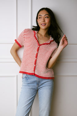 Felicity Red Striped Sweater Top